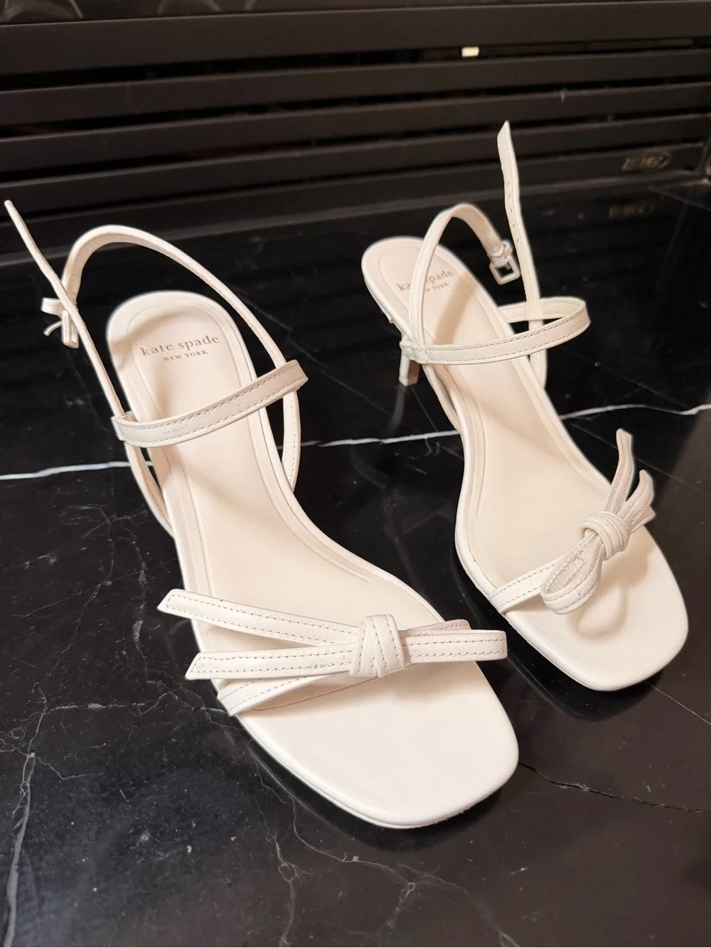 kate spade Cream Knot Strap Slingback Heels